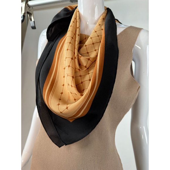 Goeffrey Beene Vintage Grid Scarf 31 x 30 Brown Grid Polyester - Picture 7 of 16